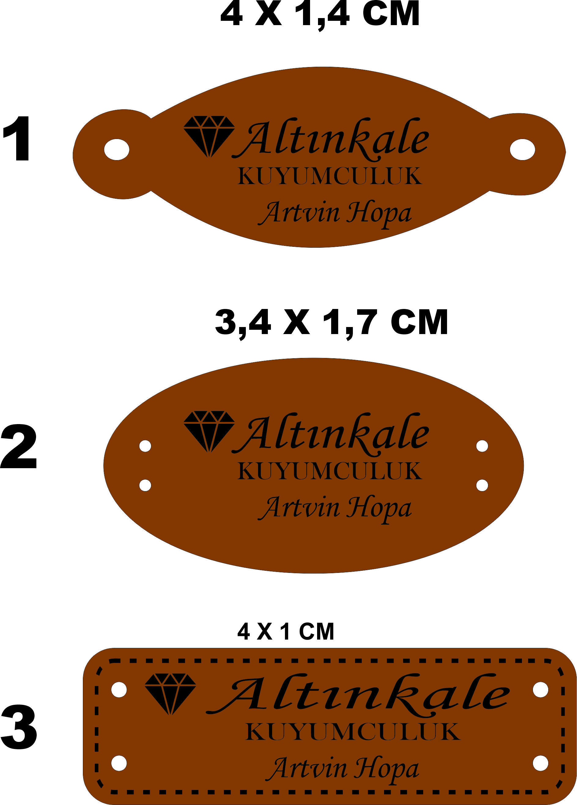 Deri Etiket KARIŞIK MODEL (100 adet)